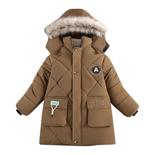 Générique Doudoune Garçon Manteau Hiver,Epais Veste À Capuche Pour Bébé Fourrure Couleur Unie Avec Ceinture Blouson Chaud Zip Vêtement Enfant Combi...