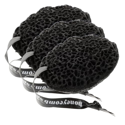 POPETPOP 3 piezas Esponja de Baño Forma de sin Látex Panal de Unidades para Exfoliación Masaje y Ducha Adecuada para Sensible y Bebés Color Negro