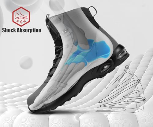 Image of LARNMERN Steel Toe Boot Men Non Slip Work Shoe Rainproof Safety Toe Sneaker Side Zipper Industrail Boot High Top Tactical Shoe