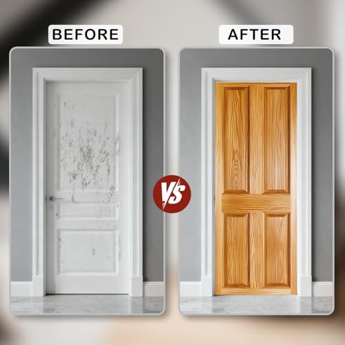 Image of Nuxovilar Wood Panel Door Stickers Peel Stick PVC 30.3x78.7 Inches Cover