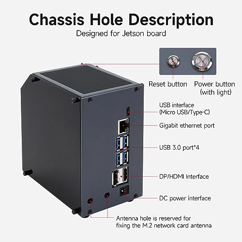 Image of Yahboom Jetson Case for Jetson Nano Orin Nano Orin NX Super Heat Metal Mini Protect Case with Cooling Fan Antenna RGB Light(OLED Needs Program Drive)