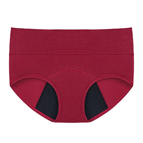 Ropa interior a prueba de fugas de cintura alta para mujeres de talla grande, a prueba de fugas, bragas menstruales, pantalones fisiológicos, lencería para hombre, ropa interior sexy, Vino, XS