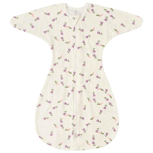Image of ZIGJOY Baby Transitional Swaddles for Newborns: 0.5 Tog Arms Up Sleep Sack 3-6-12 Months Soft Cotton Shark Fin 2 Way Zipper