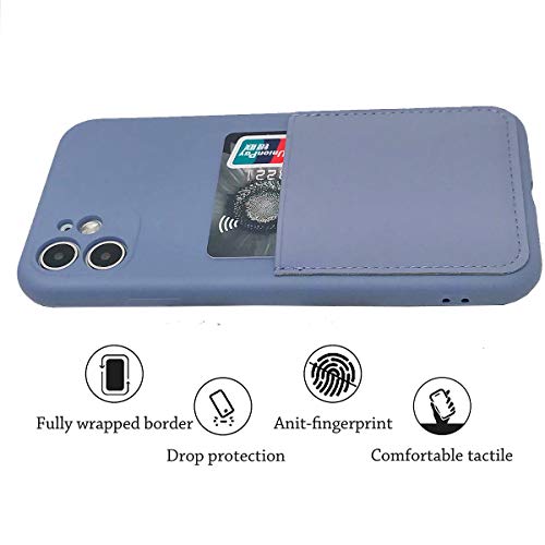 Ultra Slim Purple Silicon Gel Case Compatible For Iphone 11 6.1 Inch 2019 With Card Holder Sleeves Slot Anti-Scratch Shockproof Wallet Cover For Iphone 11 With Screen Protector #TOP4