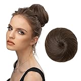 SARLA Hair Bun Extensions Medium Brown Synthetic Drawstring Ballet Buns Hair Pieces Fake Updo Donut Chignon for Women Girls Lady