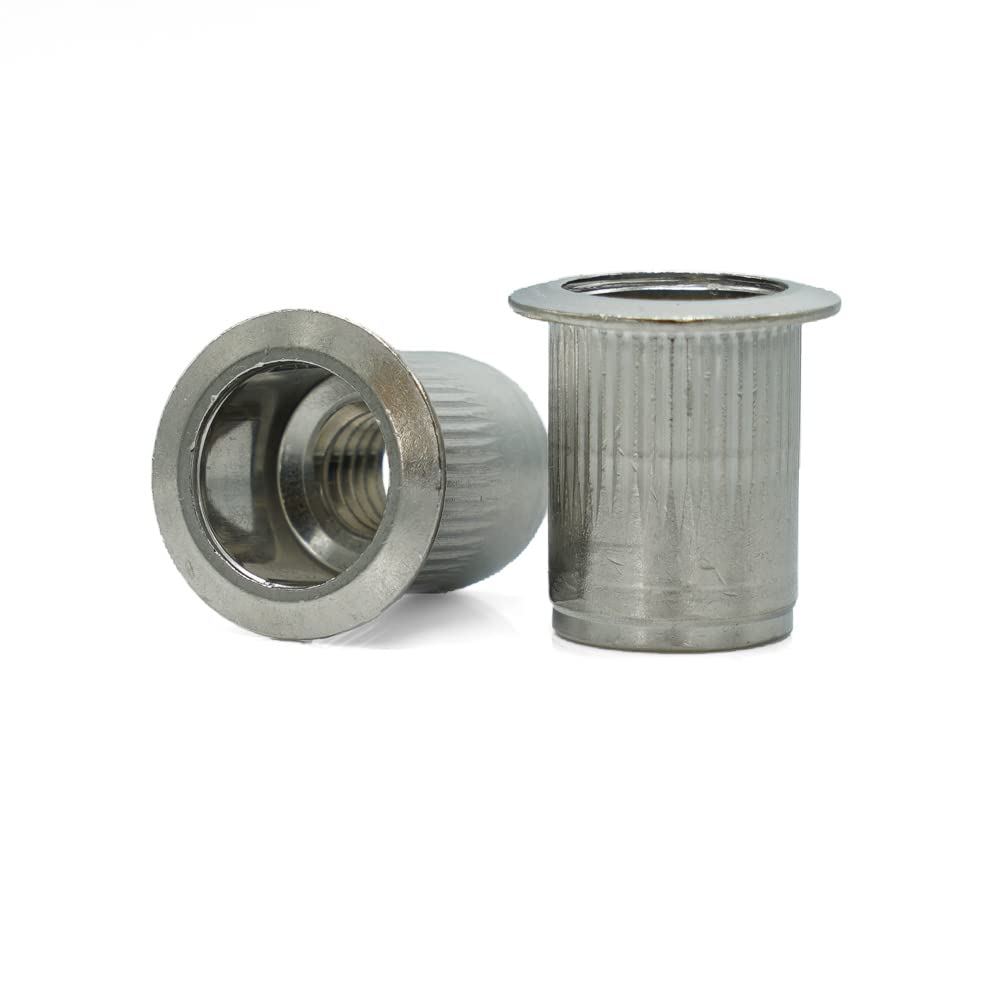 Thinwall Ribbed Low Profile Head Rivet Nut - 18-8 Stainless Steel (25, #10-32 x 0.475 (.020 - .130 Grip))