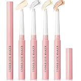 NewBang 4PCS White Eyeshadow Pencil,Glitter Shimmer Matte Hypoallergenic Eyeshadow Pen,Neutral Cream