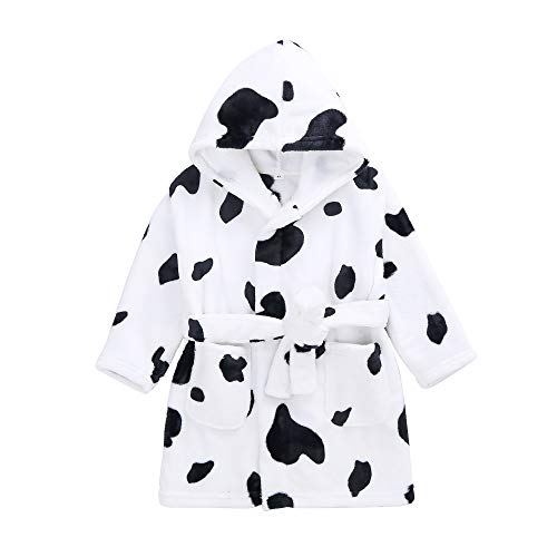 LOFELMELT Kids Robes for Girl Boy Fleece Bathrobe, Cow Robe, 2T