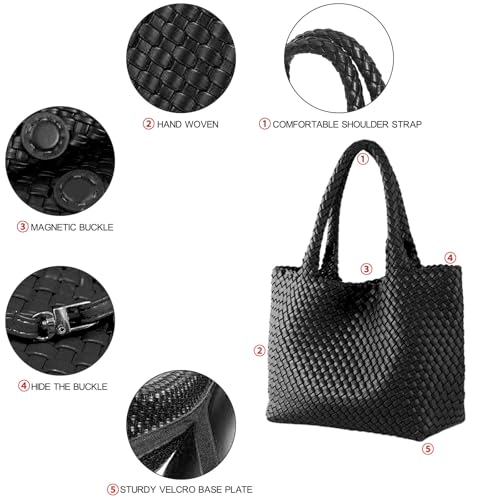 Image of JINMANXUE Fashion Woven Bag Shopper Bag Travel Handbags and Purses Women Tote Bag Large Capacity Shoulder Bags