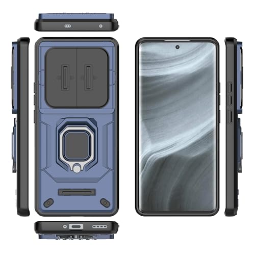 Image of Thermoplastic Polyurethane Camshield Pro Case With Slide Camera Protection And Ring Stand Bumper Back Case Cover For Realme 12 Pro 5G /12 Pro+ 5G /P1 Pro (Blue)