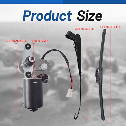 Image of WFLNHB 12V Electric Windshield Wiper Motor Kit Replacement for Polaris RZR Replacement for Kawasaki Replacement for Can Am