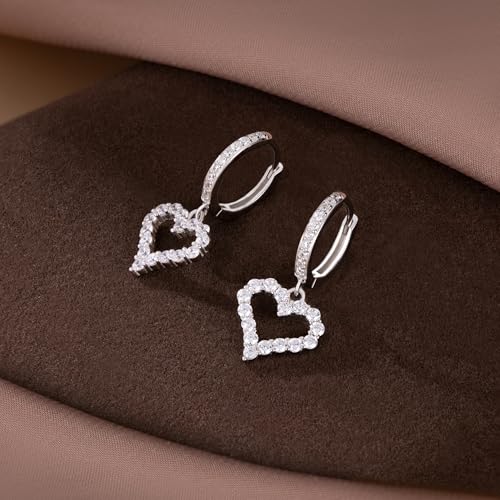 SLUYNZ 925 Sterling Silver CZ Sweet Love Hoop Earrings for Women Teens Hollow Heart Huggie Earrings Drop4