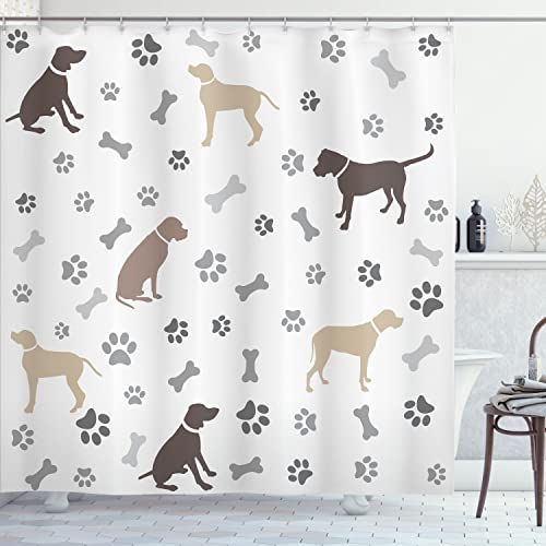 Ambesonne Dog Lover Shower Curtain, Paw Print...
