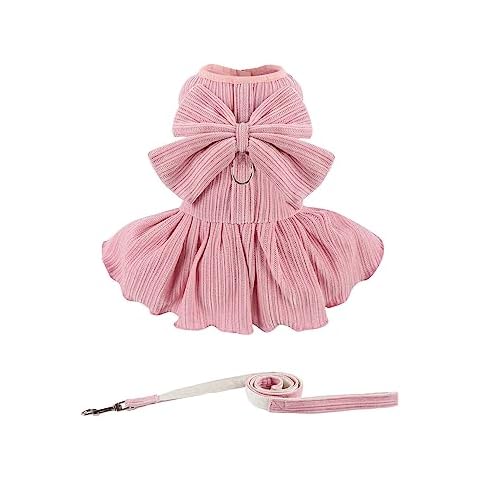MORFORU Dog Striped Dress with Harness Cover