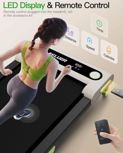 AKLUER Incline Under Desk Treadmill - 2.5HP Home Walking Pad, Compact Fitness Equipment with Remote Control & LED Display, White - image 5