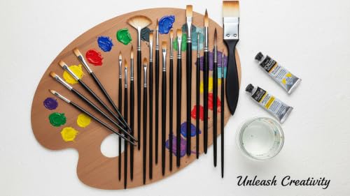 Image of Like it Artist Premium Handmade Professional Mix Painting Brush Set for Acrylic, Watercolor, & Gouache Painting (15 Brushes + 1 Free mop Paintbrush) (Wood), Synthetic Bristle with Brush Holder