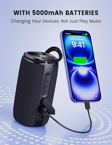 Image of Bluetooth Speaker, Speaker Bluetooth Wireless with Light, BT5.3, IPX6 Waterproof Electronic Gadgets for Home /Party /Outdoor, Birthday Gift (Black)
