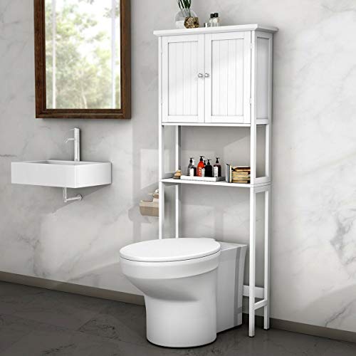 Over-The-Toilet Space Saver, BestComfort Bathroom Cabinet Organizer Over Toilet,Storage Cabinet with Adjustable Shelf