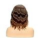 Dream Soul Short Curly Wavy Bob Wigs With Air Bangs Shoulder Length Synthetic Natural Black Mix Brown wigs for women