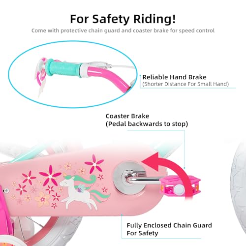 image for JOYSTAR Unicorn 14 Inch Kids Bike for 3 4 5 Years Girls with Doll Bike