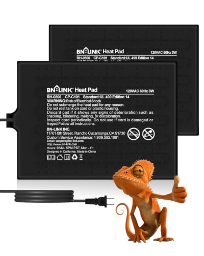 Image of BN-LINK Reptile Heat Pad 6 inchX8 inch 8W for 10-20gal Under Tank Terrarium Heating Mat Waterproof for Turtle, Lizard, Frogs, Snake, Hermit Crab 2 Pack