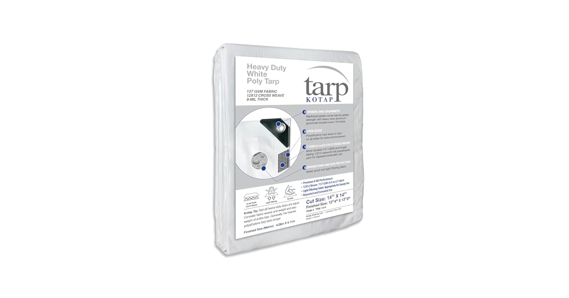 TARP to TARP solol ホワイト&motto_kuma osaka Kotap 50 x 100 Ft. Heavy-Duty Protection/Coverage Tarp
