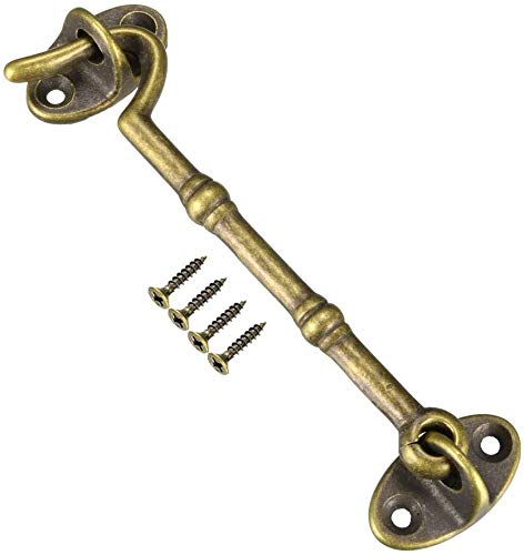 BETOOL Hook and Eye, 1pcs Window Latches Gate Lock Brass Cabin Hooks Window Silent Holder for Shed Gate or Garage Door, Windows