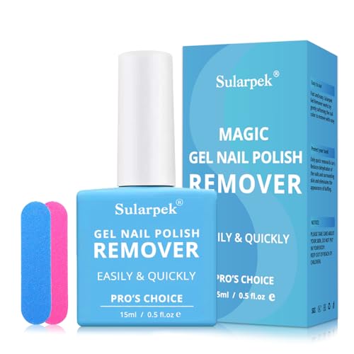 Sularpek 15ml Removedor Esmalte Semipermanente, Quitaesmalte Semipermanente, Remover uñas Semipermanentes, Fácil y Rápido, No Daña la Uña, Elimina Fácil y Rápidamente el Esmalte en 3-5 Minutos