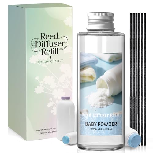 Scent-Hi Difusores Aromáticos, Talco para Bebés Aceite Perfumado, 200ml Difusor Perfumado, Ambientador para Dormitorio, Baño Oficina Decoración de Hogar