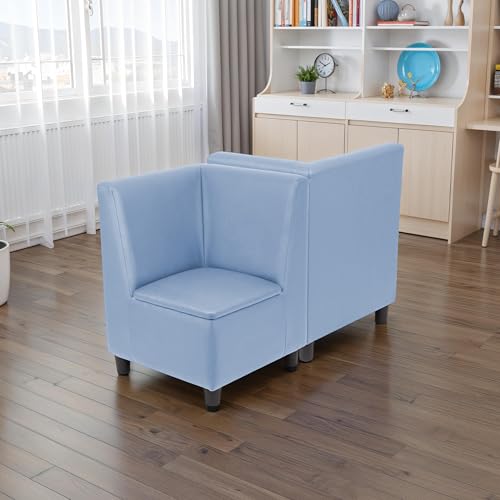 Image of FDP Kid Comfort Collective Modular Corner Armless Armless Chairs, 2-Pack - Powder Blue
