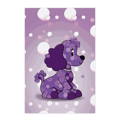 Caniche violet à pois autocollants muraux pour une chambre cosy