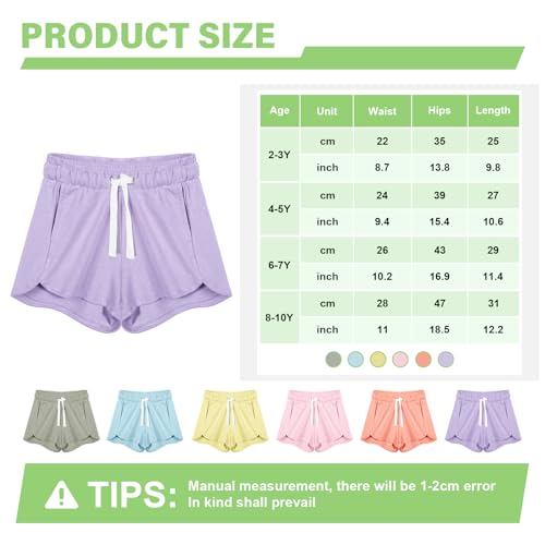 Boyiee 6 Pcs Girls Athletic Running Shorts Gym Workout Shorts with Pocket Drawstring Activewear for Kids Soccer Basketball3