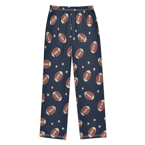 ALAZA Retro Rugby Star Ball Blue Pajama Pants Long Sleep Pant Pajama Bottoms Elastic Waist with Pockets2
