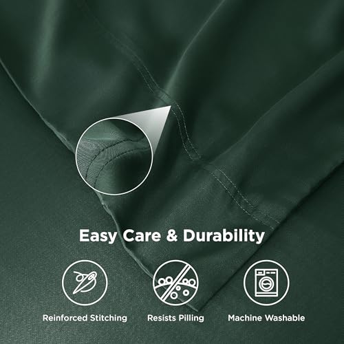 Image of Bedsure King Size Pillow Cases Set of 2, 100% Rayon Derived from Bamboo | Cooling Pillowcases, Similar to Silk Pillow Covers with Envelope Closure, PureWoven Bedding Gift, Forest Green, 20x36 Inches