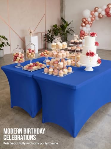 Image of Utopia Kitchen 6Ft 10 Pack, Royal Blue Tablecloth for Rectangle Tables - Fitted Table Cloth Washable & Wrinkle Resistant Bulk Event Hospitality Wedding Banquet Corporate Functions Use