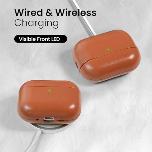 Image of for AirPods Pro 3 Case 2025, Handcrafted 100% Geniune Leather Cover | Vintage Oil-Waxed Leather Protective Case with Lanyard, Silky Smooth Touch, Wireless Charging, for Apple AirPods Pro 3rd Gen