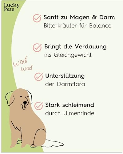 Lucky Pets Premium Magenpulver 275g – Ulmenrinde für Hunde – Ohne Aufkochen sofort verzehrfertig – Hund Darmflora aufbauen – Made in Germany – Slippery Elm Bark