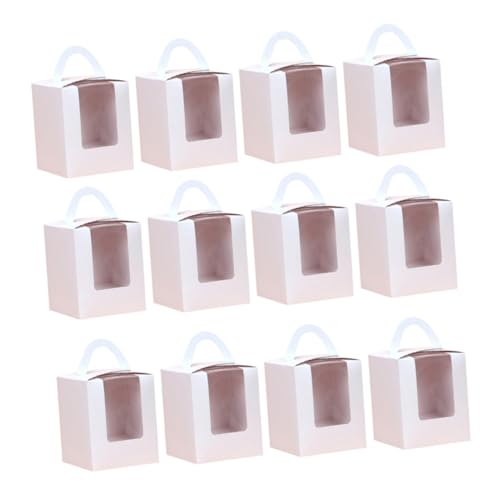 Zerodeko 20 Pcs Handheld Cupcake Boxes with PVC Window Cardboard Insert White Cake Containers for Muffins Portable Design for Parties Events