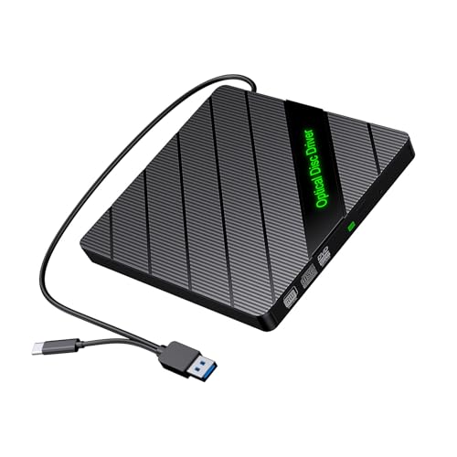 CHENZILIN External Disc Drives for Laptop USB Portable Disc Player External Disk Drives with Card Slot 4 USB3.0 1 Type C Port