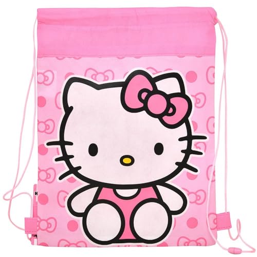 Hello Kitty Bolsa com cordão, rosa com estampa de laço, tecido não tecido, rosa, M