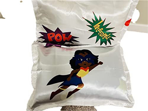 Image of Satin Crib Fitted Sheet for Baby Girls,Boys Toddler Bed, daybed to retain Hair Moisture Size (Superheros, Toddler Pillowcase13 x 18 inches)