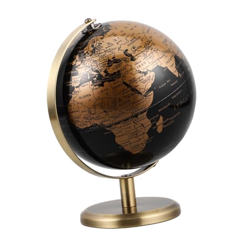KICHOUSE Luxury Rotating World Globe Vintage Decorative Desk Globe Sphere Stand Elegant Office and Home Decor Educational and Stylish