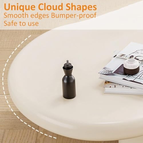 Mesa de centro cloud de madera crema de 100cm moderna con patas robustas 7