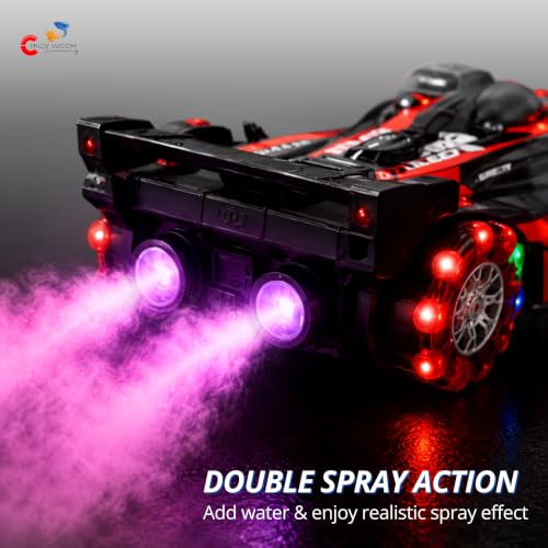Image of Remote Control Stunt Drift Car with Double Spray Mist, 360 Rotation, LED Lights, Music, 2.4GHz RC, Rechargeable Battery, All Terrain Racing Toy Car for Kids Boys & Girls 3+ Years