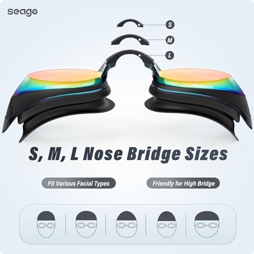 Seago Swim Goggles Adult Men Women Youth Junior 2 Pack Anti-Fog Flat Lens - image 7