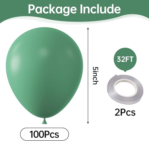 Image of Retro Bean Green Balloons,100 Pcs 5 Inch Mini Matte Latex Balloons for Balloon Garland Arch, Birthday Decoration, Wedding Party, Baby Shower Decorations