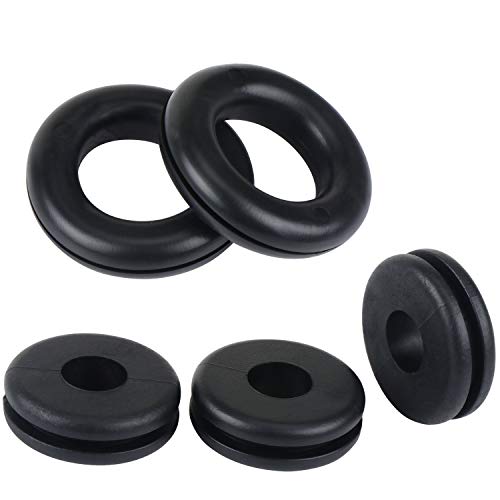 Aussel 18 Größen 125 Stück Schwarze Gummidichtung Elektrische Leiterdichtung Ring Sortiment Kit zum Schutz von Drähten, Steckern und Kabeln (125PCS)