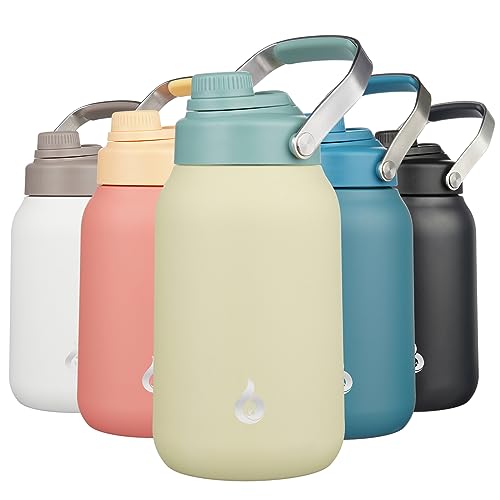 Image of BJPKPK Half Gallon Insulated Water Bottles, 64oz Water Jug with Metal Handle & BPA Free Spout Lid, Dishwasher Safe Flasks, Large Stainless Steel Gym Sport Jugs, Chartreuse