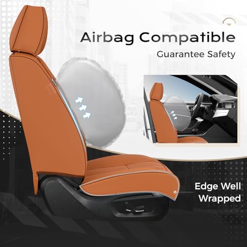 Image of Coverado Car Seat Cover, Cover for Cars Full Seat, Premium Leather, Universal Fit Waterproof Seat Protectors, Car Seat Cushion Non-Slip for Most Cars-Brown