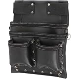 タジマ セフシステム 着脱式腰袋 ツインフック 本革 釘袋3段大 堅牢でしなやかな上質なレザー(牛本革) SFKBK-KG3L2H 着脱楽々 ベルトに後から装着可能 腰道具の組み換えが簡単 使う道具だけを選んで装着 腰の負担軽減 工具の落下防止